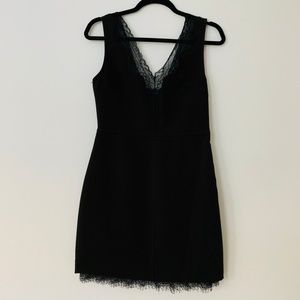 Black Midi Bodycon Dress with Lace Trim